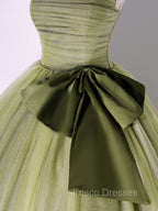 A Line Tulle Green Long Formal Prom Dress, Green Tulle Evening Party Dress