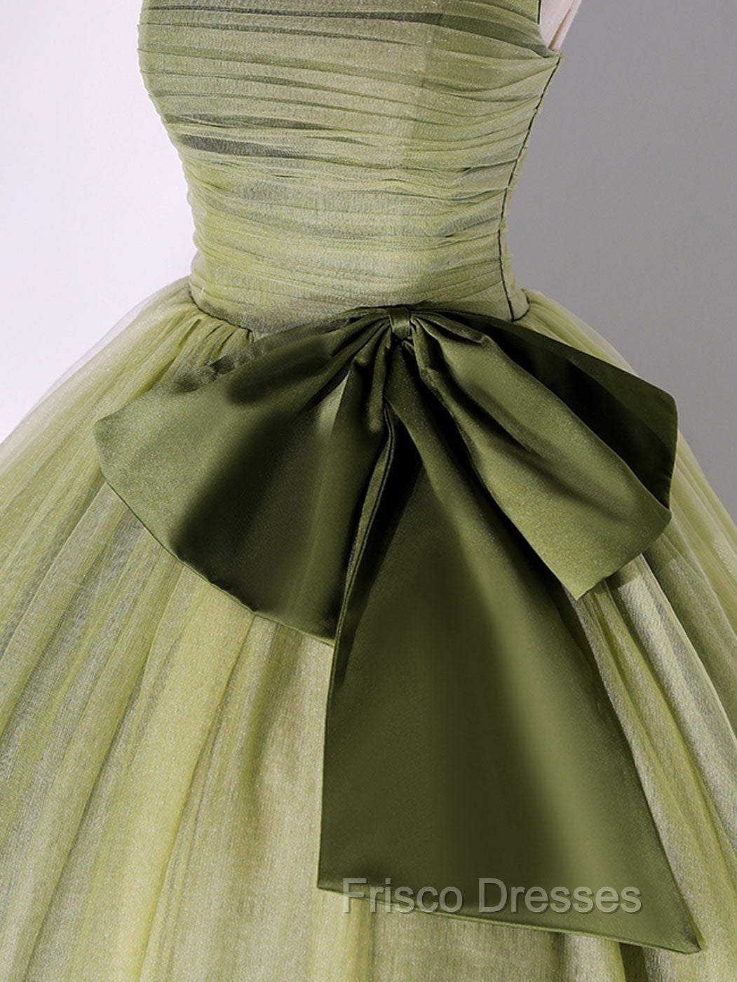 A Line Tulle Green Long Formal Prom Dress, Green Tulle Evening Party Dress
