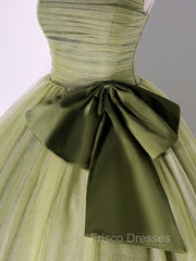 A Line Tulle Green Long Formal Prom Dress, Green Tulle Evening Party Dress