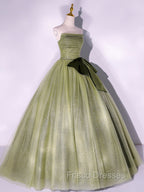A Line Tulle Green Long Formal Prom Dress, Green Tulle Evening Party Dress