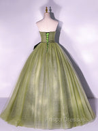 A Line Tulle Green Long Formal Prom Dress, Green Tulle Evening Party Dress