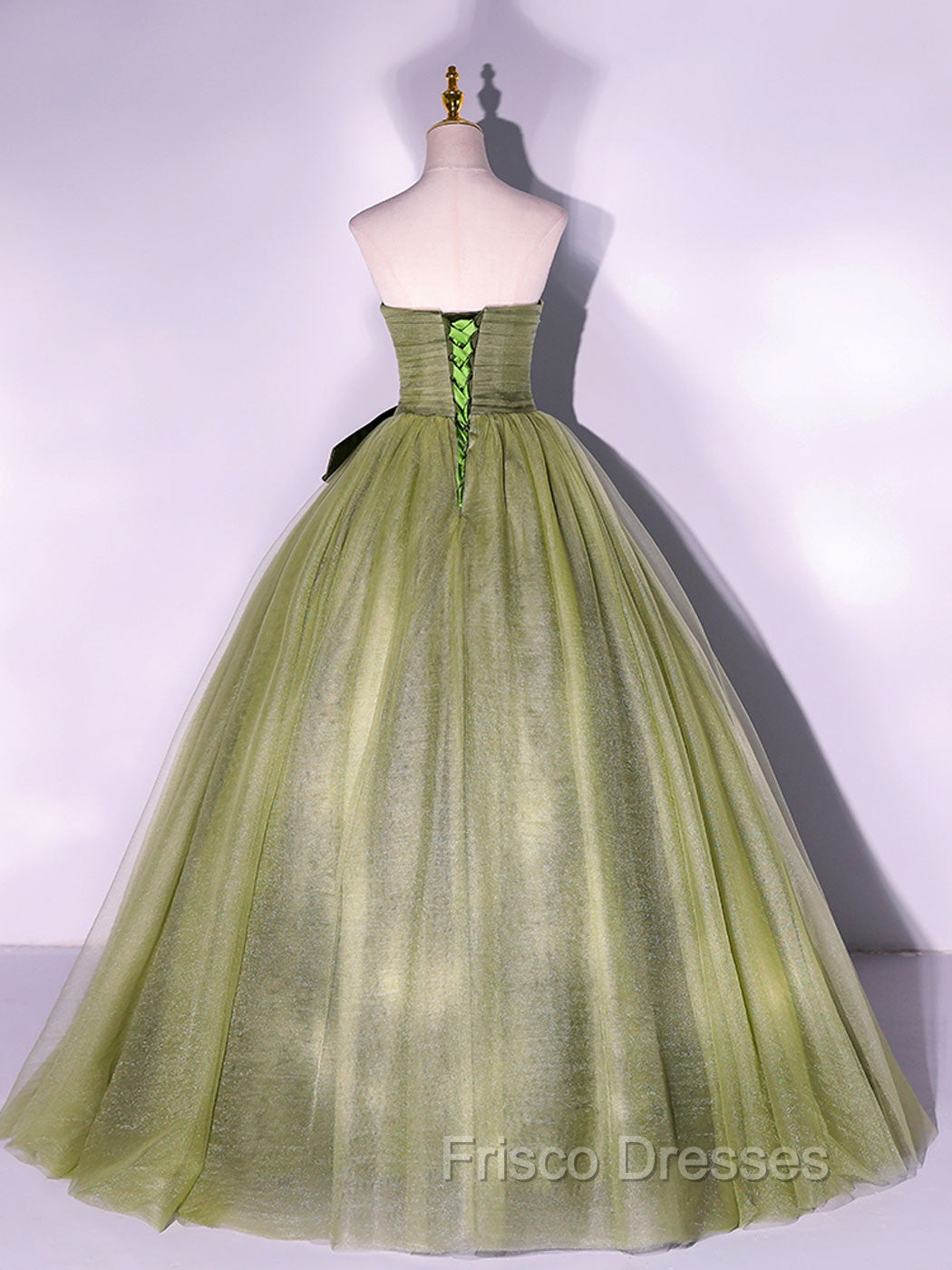 A Line Tulle Green Long Formal Prom Dress, Green Tulle Evening Party Dress