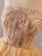A-Line Tulle Lace Champagne Short Formal Prom Dress, Champagne Homecoming Dress