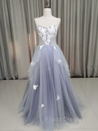 A line Tulle Lace Long Formal Dress, Lace Tulle Formal Prom Dress