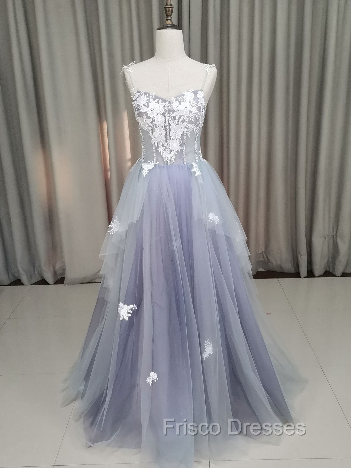 A line Tulle Lace Long Formal Dress, Lace Tulle Formal Prom Dress