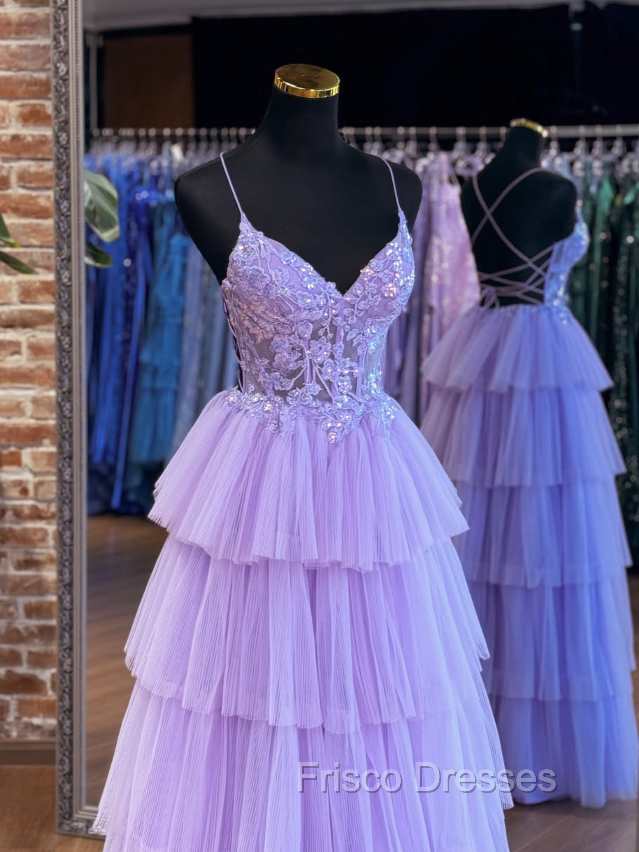 A-Line Tulle Lace Purple Long Formal Prom Dress, Purple Long Formal Dress Secondary image