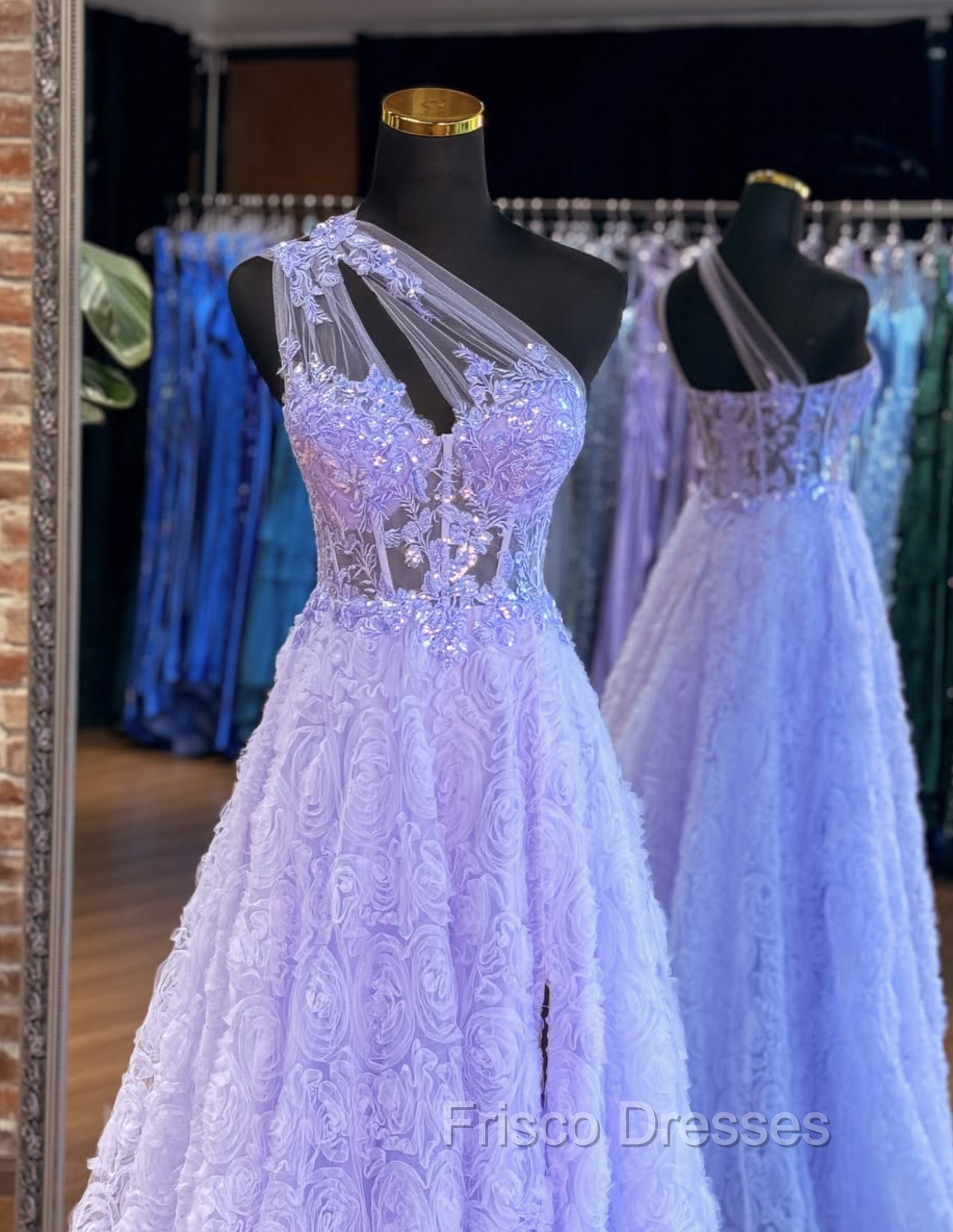 A-Line Tulle Lace Purple Long Formal Prom Dress, Purple Long Formal Dress