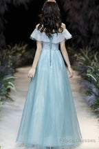 A-Line Tulle Long Prom Dress, Off The Shoulder Evening Dress