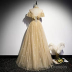 A Line Tulle Long Formal Prom Dress