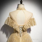 A Line Tulle Long Formal Prom Dress