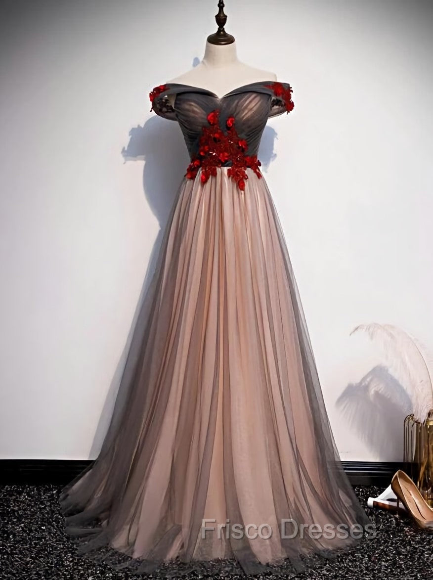 A-line Tulle Ruched Embellished Formal Prom Dress, Long Party Dress Secondary image
