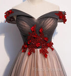 A-line Tulle Ruched Embellished Formal Prom Dress, Long Party Dress