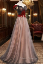 A-line Tulle Ruched Embellished Formal Prom Dress, Long Party Dress