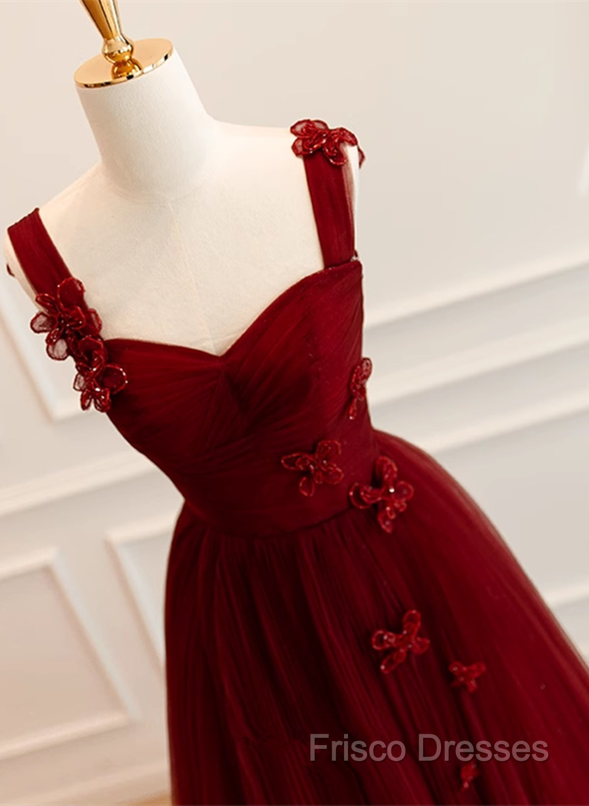 A-Line Tulle Sweetheart Straps Long Formal Dress, Wine Red Formal Dress Formal Prom Dress Secondary image