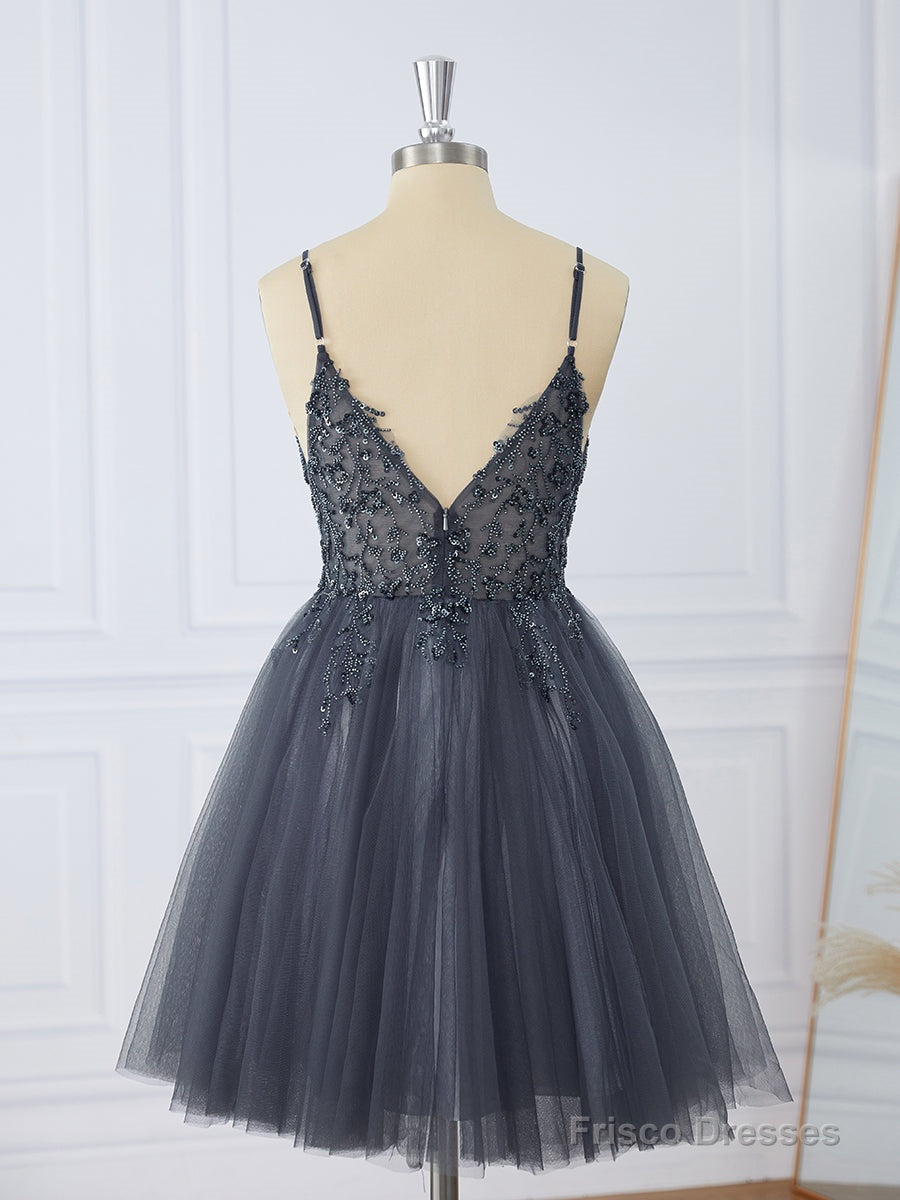 A-line Tulle V-neck Beading Short/Mini Dress Secondary image