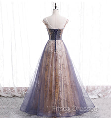 A-line Tulle with Lace Applique Party Dress Tulle Long Formal Prom Dress Formal Prom Dress shops
