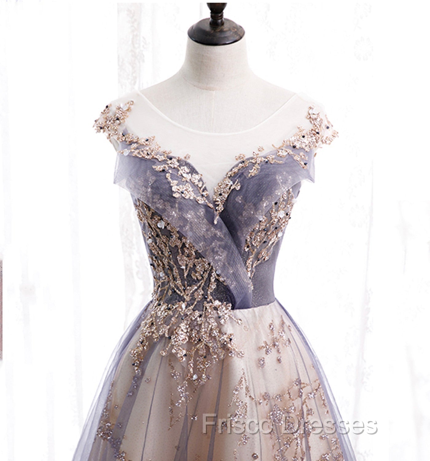 A-line Tulle with Lace Applique Party Dress Tulle Long Formal Prom Dress Formal Prom Dress shops