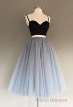 A Line Two Piece Homecoming Dress Short Tulle Formal Prom Gowns