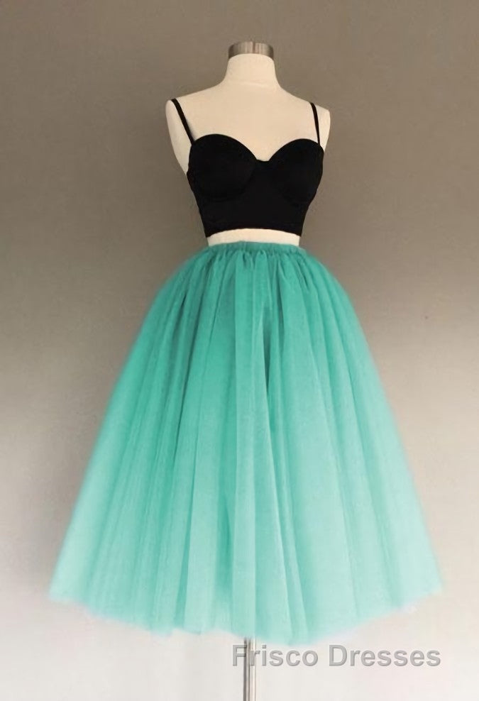 A Line Two Piece Homecoming Dress Short Tulle Formal Prom Gowns