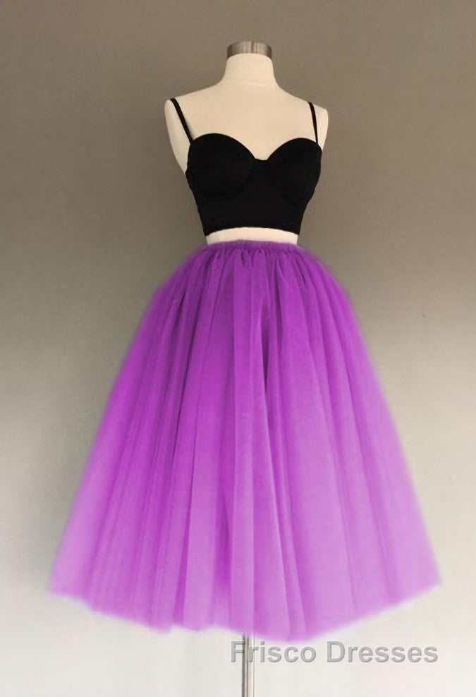 A Line Two Piece Homecoming Dress Short Tulle Formal Prom Gowns