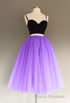 A Line Two Piece Homecoming Dress Short Tulle Formal Prom Gowns