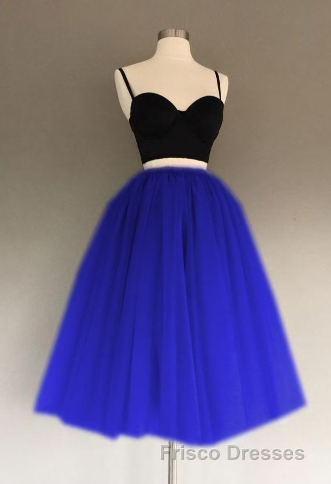 A Line Two Piece Homecoming Dress Short Tulle Formal Prom Gowns