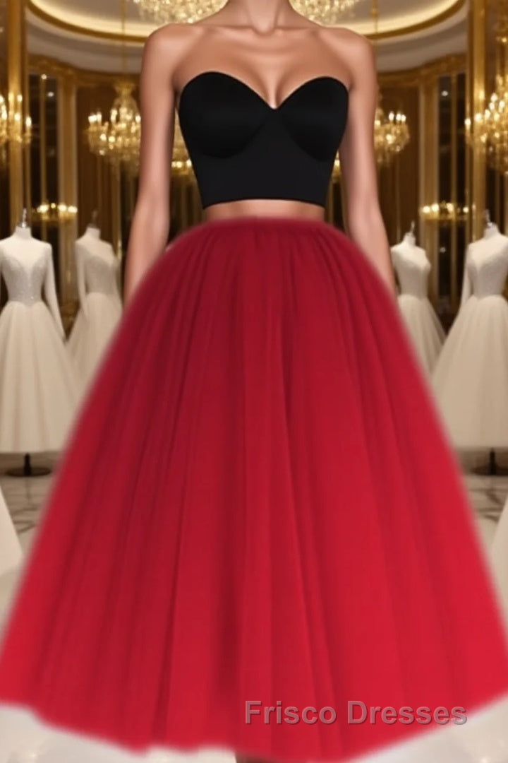 A Line Two Piece Homecoming Dress Short Tulle Formal Prom Gowns Main image
