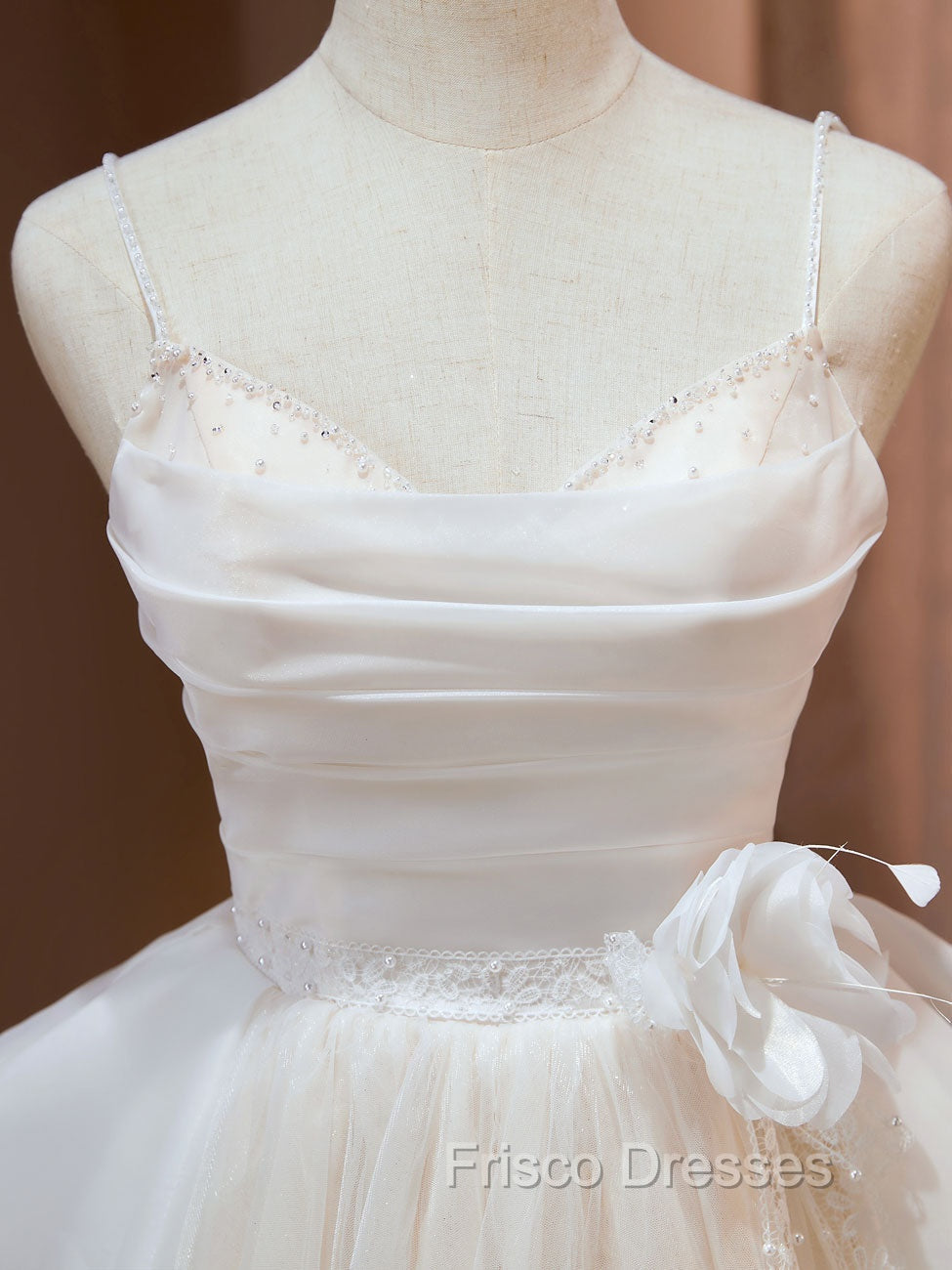 A Line V Neck Champagne Short Formal Prom Dress, Formal Mini Gown Cute Puffy Homecoming Dress