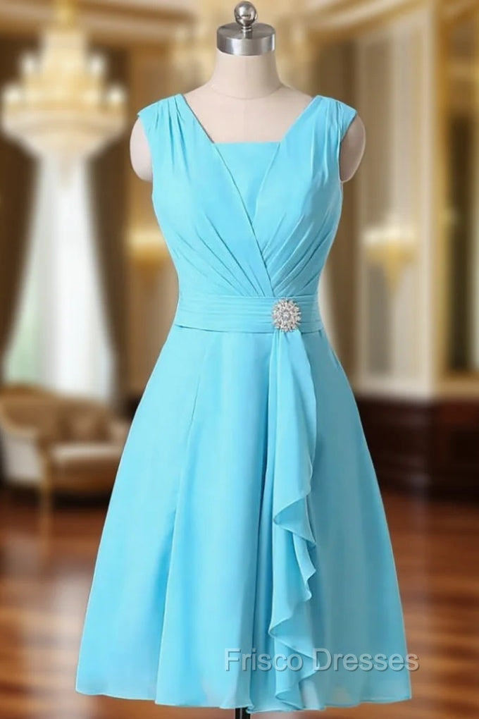 A-line V-neck Chiffon Bridesmaid Dress Ruched Short Chiffon Dress Main image