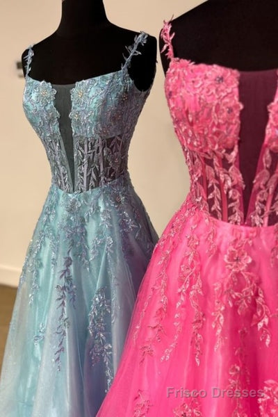 A Line V Neck Lace Long Prom Dress Formal Graduation Evening Dress Secondary image