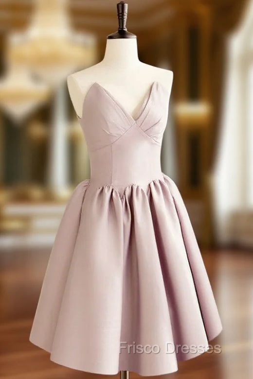 A-Line V  Neck Pink Short Formal Prom Dress, Pink Homecoming Dress Main image