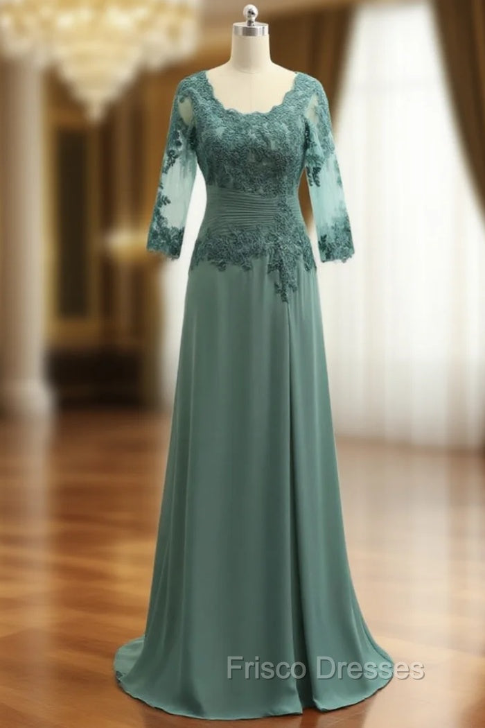 A-line V-neck Plus Size Green Mother Of The Bride Dress