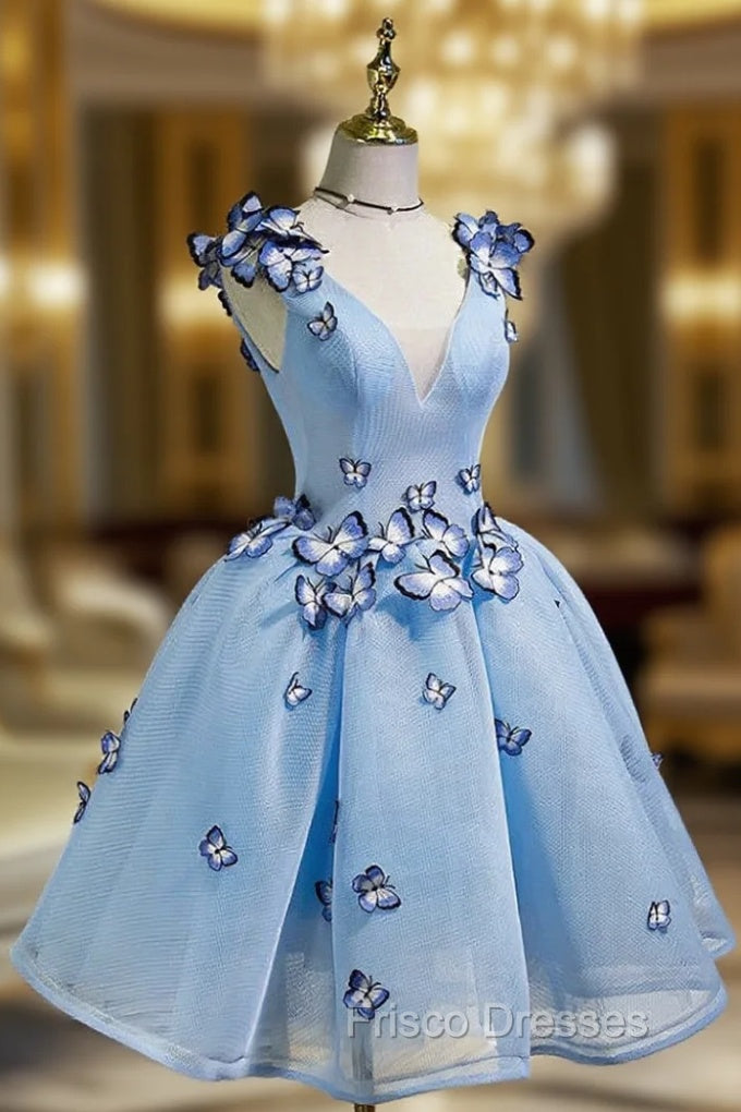 A-line V-neck Formal Prom Dress Tulle Short Homecoming Dress Main image