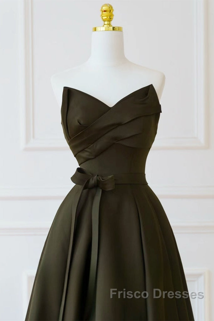 A-Line V Neck Satin Secondary image