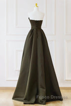 A-Line V Neck Satin