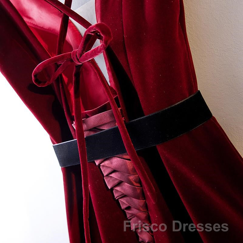 A Line V Neck Short Burgundy Formal Prom Dresses, Wine Red Short Formal Graduation Homecoming Dresses