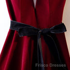 A Line V Neck Short Burgundy Formal Prom Dresses, Wine Red Short Formal Graduation Homecoming Dresses