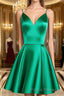A Line V Neck Short Green Formal Prom Dress, Short Green V Neck Formal Prom Homecoming Dress