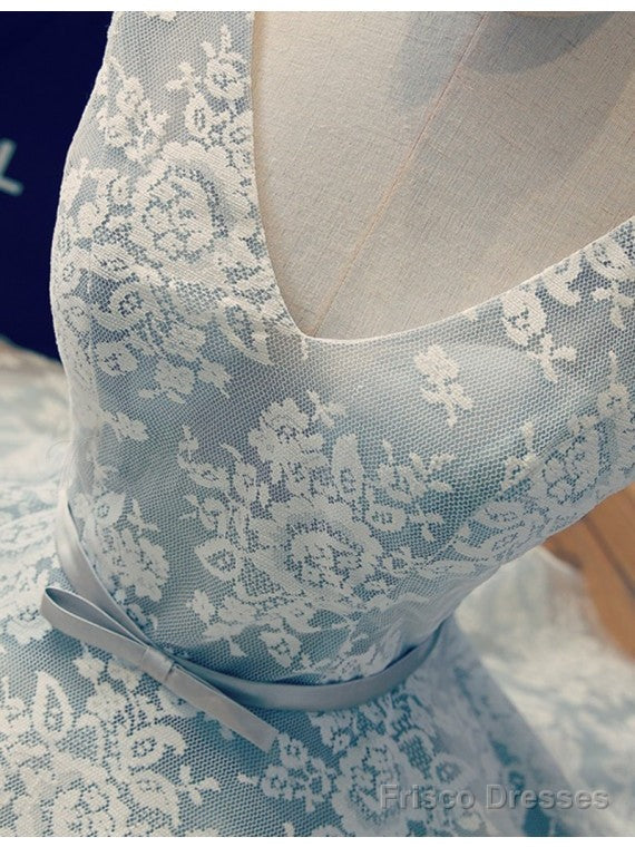 A Line V Neck Short Lace Prom Dresses, Homecoming Graduation Dresses, Short Lace Bridesmaid Dresses