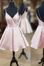 A Line V Neck Short Pink Formal Prom Dress, Short Pink Homecoming Graduation Dress