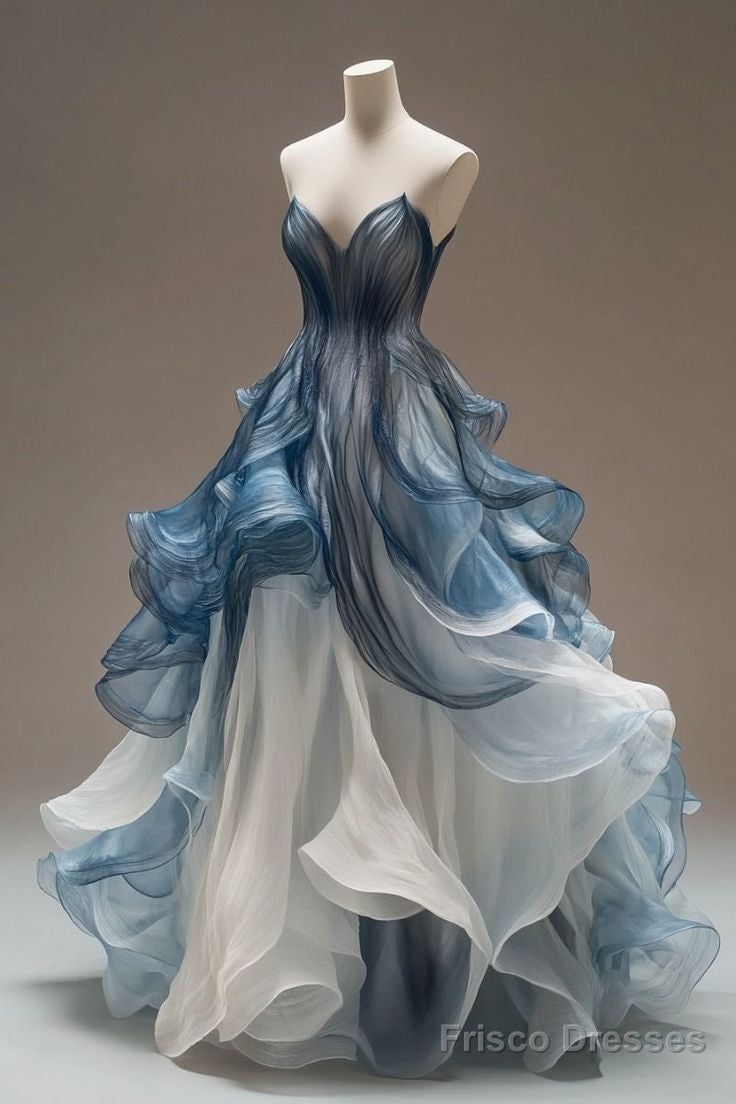 A-Line V-Neck Tulle Long Prom Dress, Vintage Formal Dress Main image