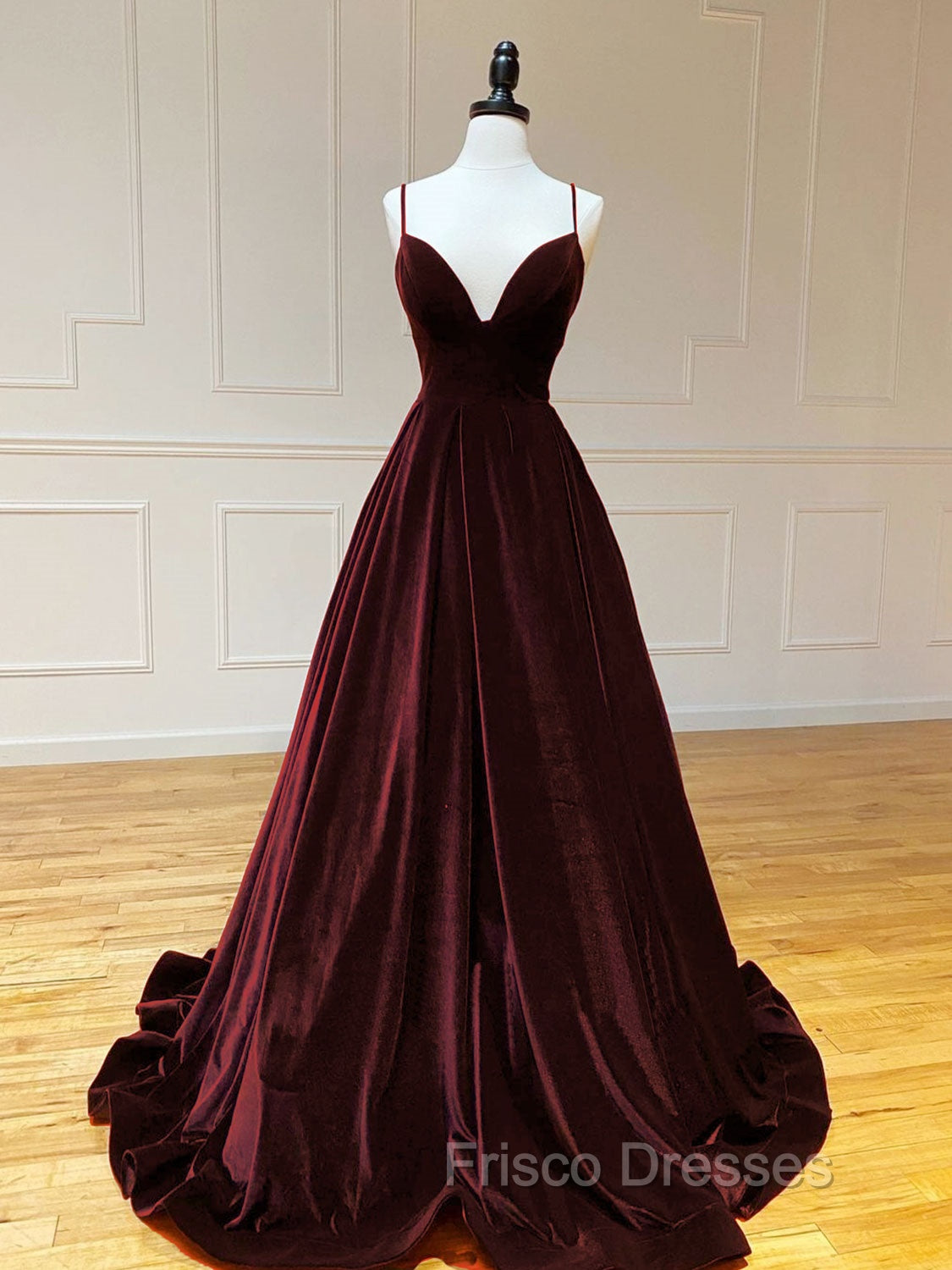 A-Line V Neck Velvet Green Long Formal Prom Dress, Green Velvet Formal Dress