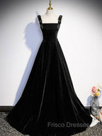 A-Line Velvet Green Long Formal Prom Dress, Green Formal Evening Dress