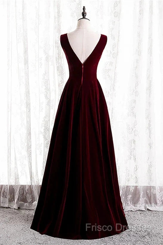 A-Line Velvet V-Neckline Sleeveless Long Party Dress Formal Prom Dress Bridesmaid Dress Secondary image