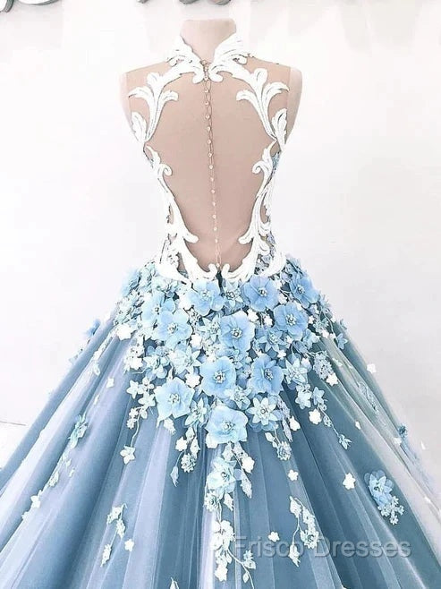 A-Line Vintage Backless Wedding Dress Tulle High Neck Secondary image