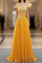 A-Line Wedding Guest Dress Floral Dress Formal Prom Sweep / Brush Train Sleeveless Off Shoulder Chiffon With Appliques