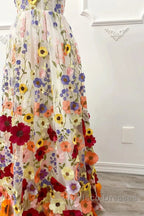 A-Line Wedding Guest Dress Floral Dress Wedding Guest Floor Length Sleeveless Illusion Neck Wednesday Addams Family Cotton Backless With Embroidery Appliques