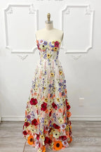 A-Line Wedding Guest Dress Floral Dress Wedding Guest Floor Length Sleeveless Illusion Neck Wednesday Addams Family Cotton Backless With Embroidery Appliques