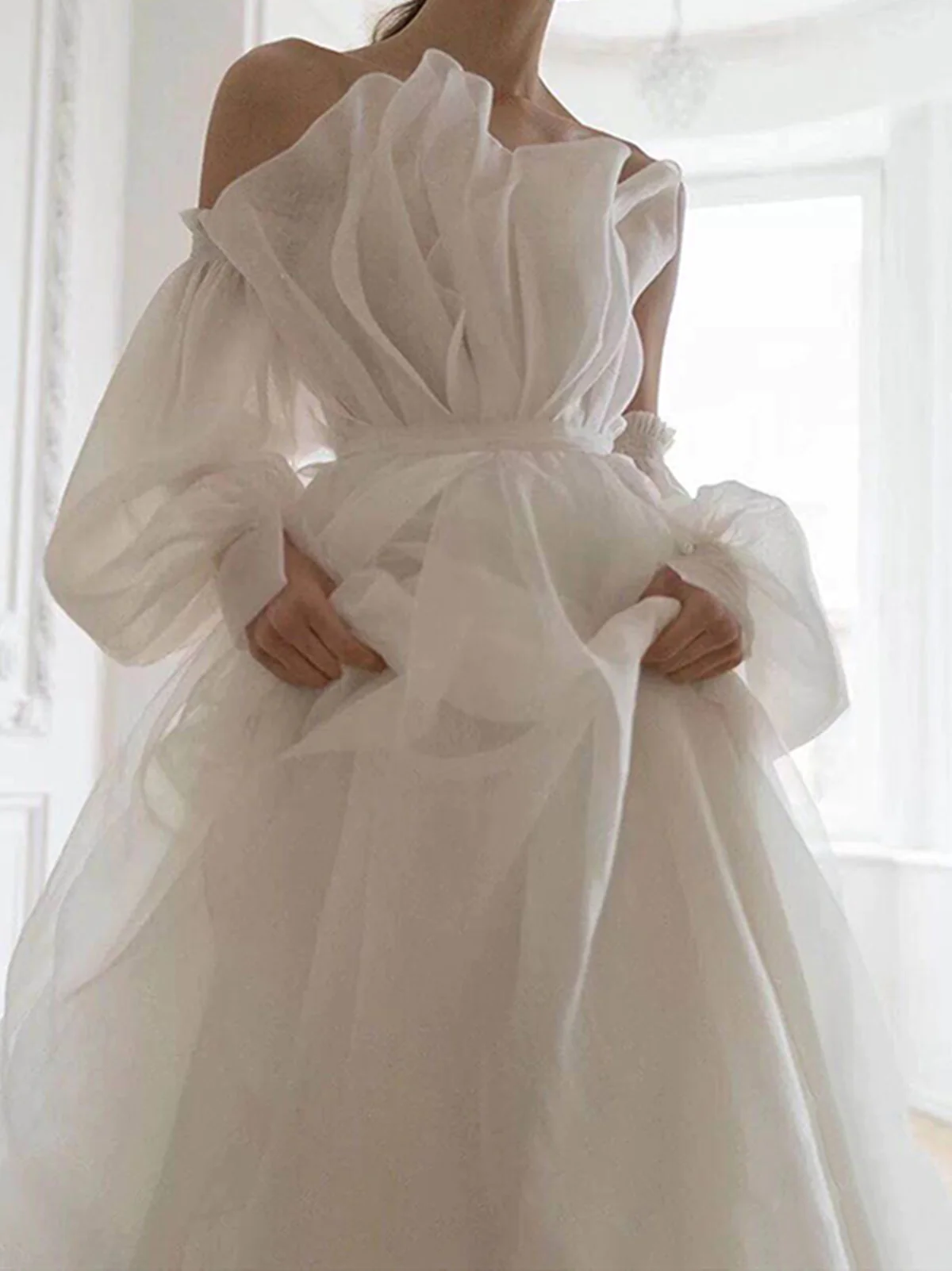 A Line White Long Organza Prom Dress Formal Dresses Secondary image