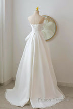 A-Line White Organza Long Formal Prom Dress, White Long Formal Dress